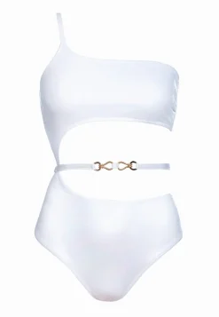 Białe monokini mieniąca tkanina Syrenka FL29/645