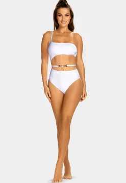 Białe monokini mieniąca tkanina Syrenka FL29/645