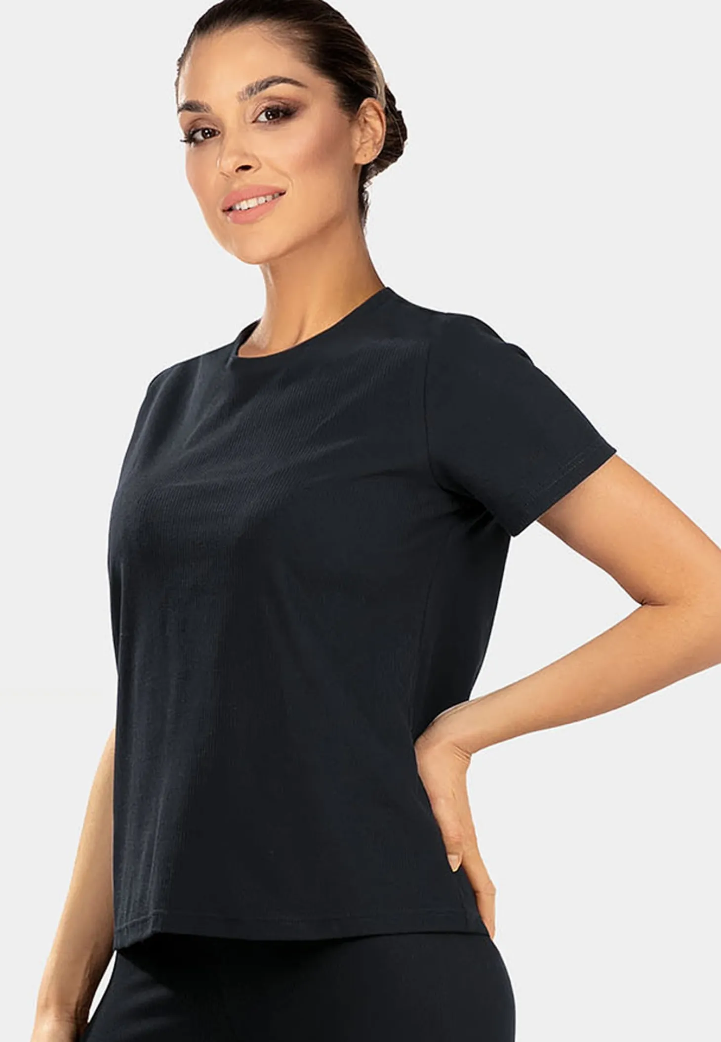 Bluzka czarna prążek | t-shirt z bawełny BLU03/509