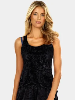 Bluzka damska czarna bokserka velvet FL133A/509