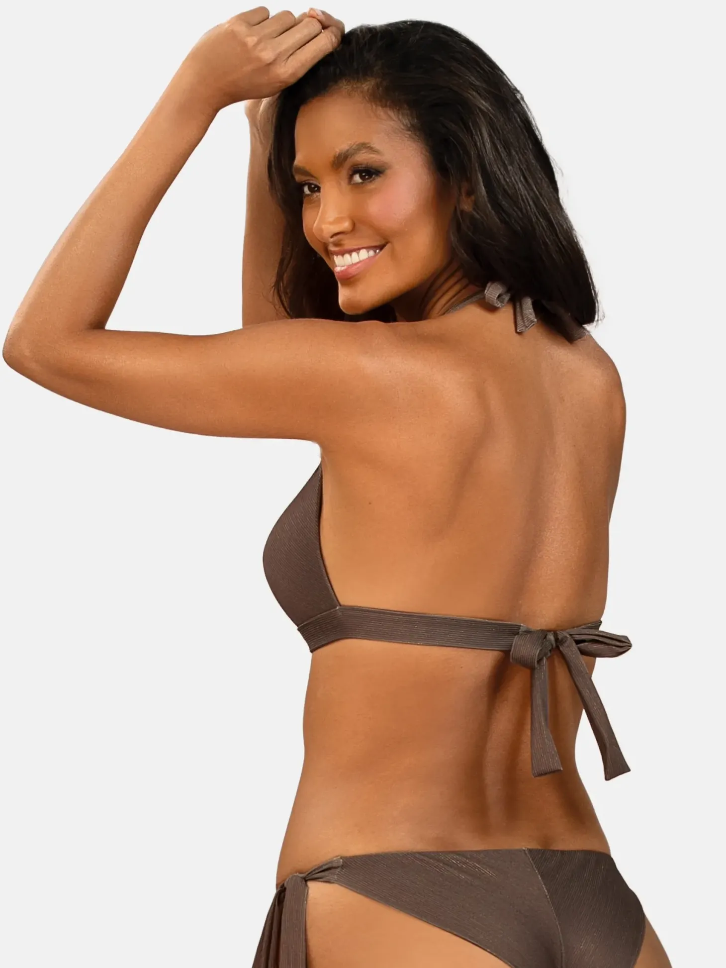 Brązowa wiązana góra od bikini push-up FG17B/926