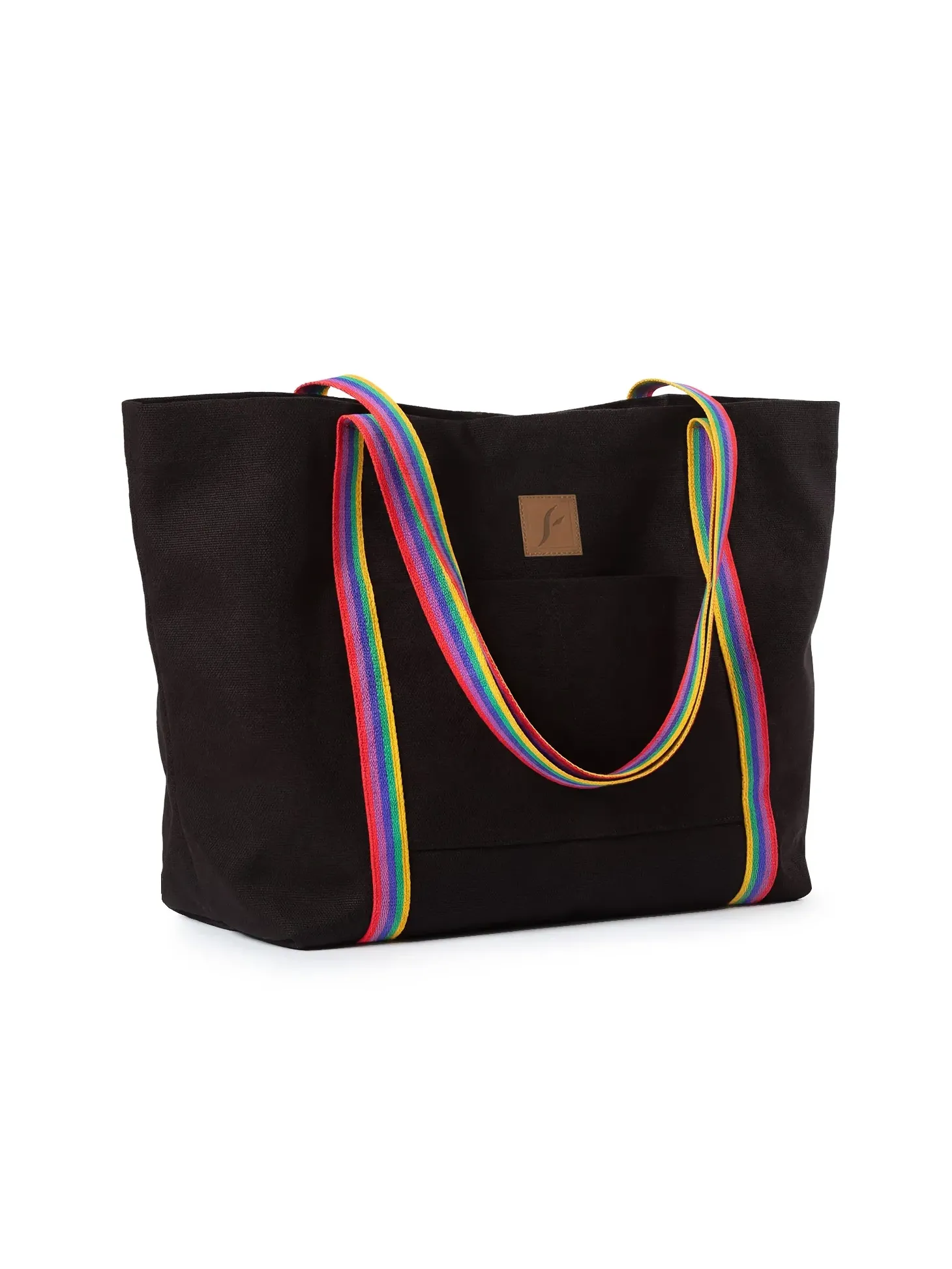 Czarna duża torba plażowa damska F87/BAG60 Rainbow