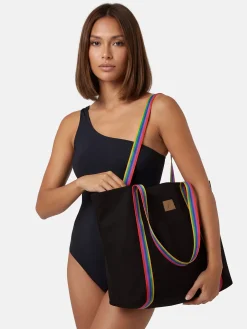 Czarna duża torba plażowa damska F87/BAG60 Rainbow