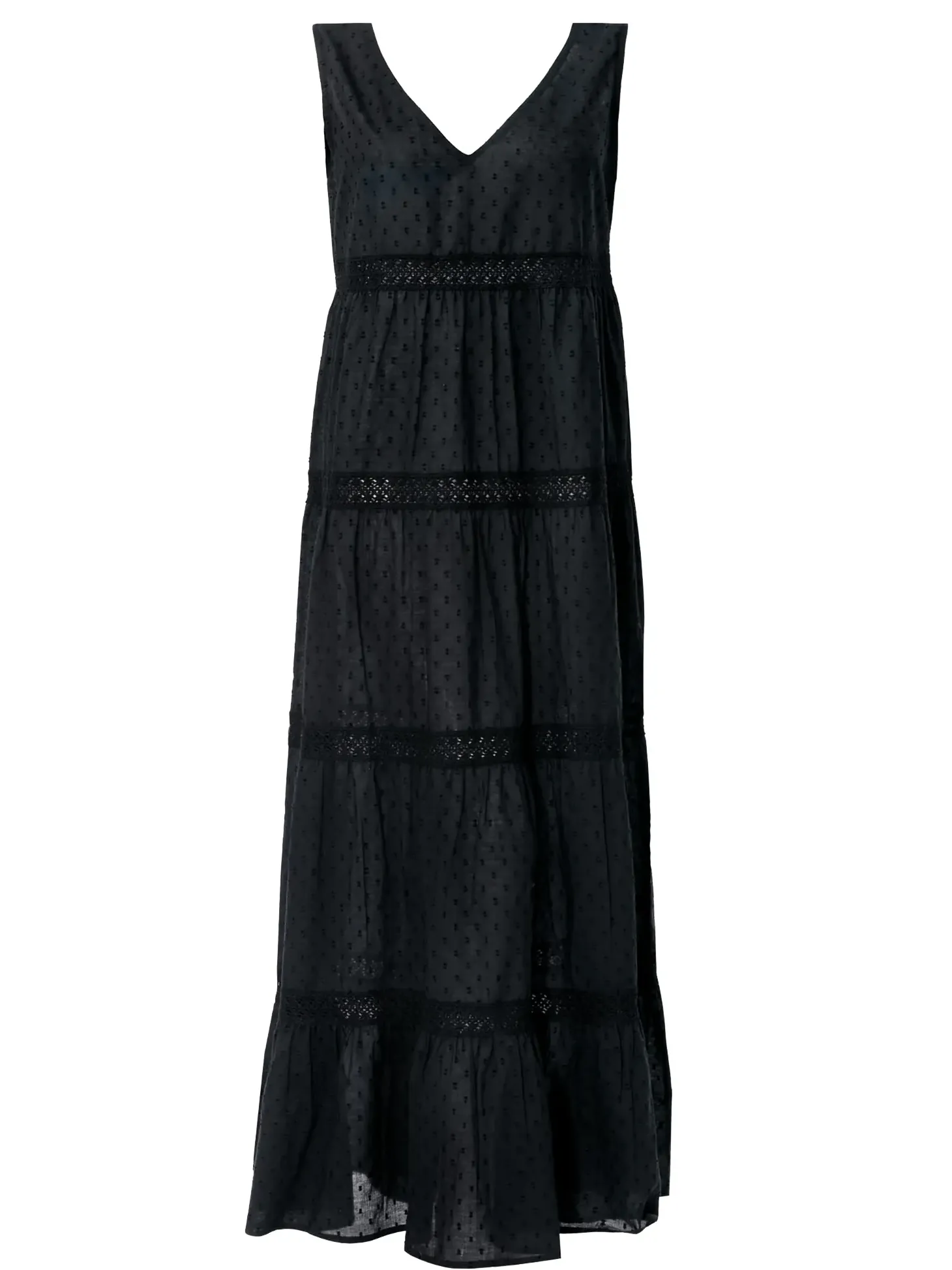 Czarna długa sukienka na lato F195A/509 Styl boho