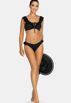 Czarna góra bikini sznurowana z falbanką FG188/509