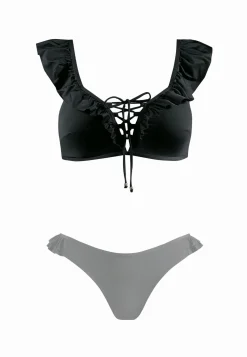Czarna góra bikini sznurowana z falbanką FG188/509
