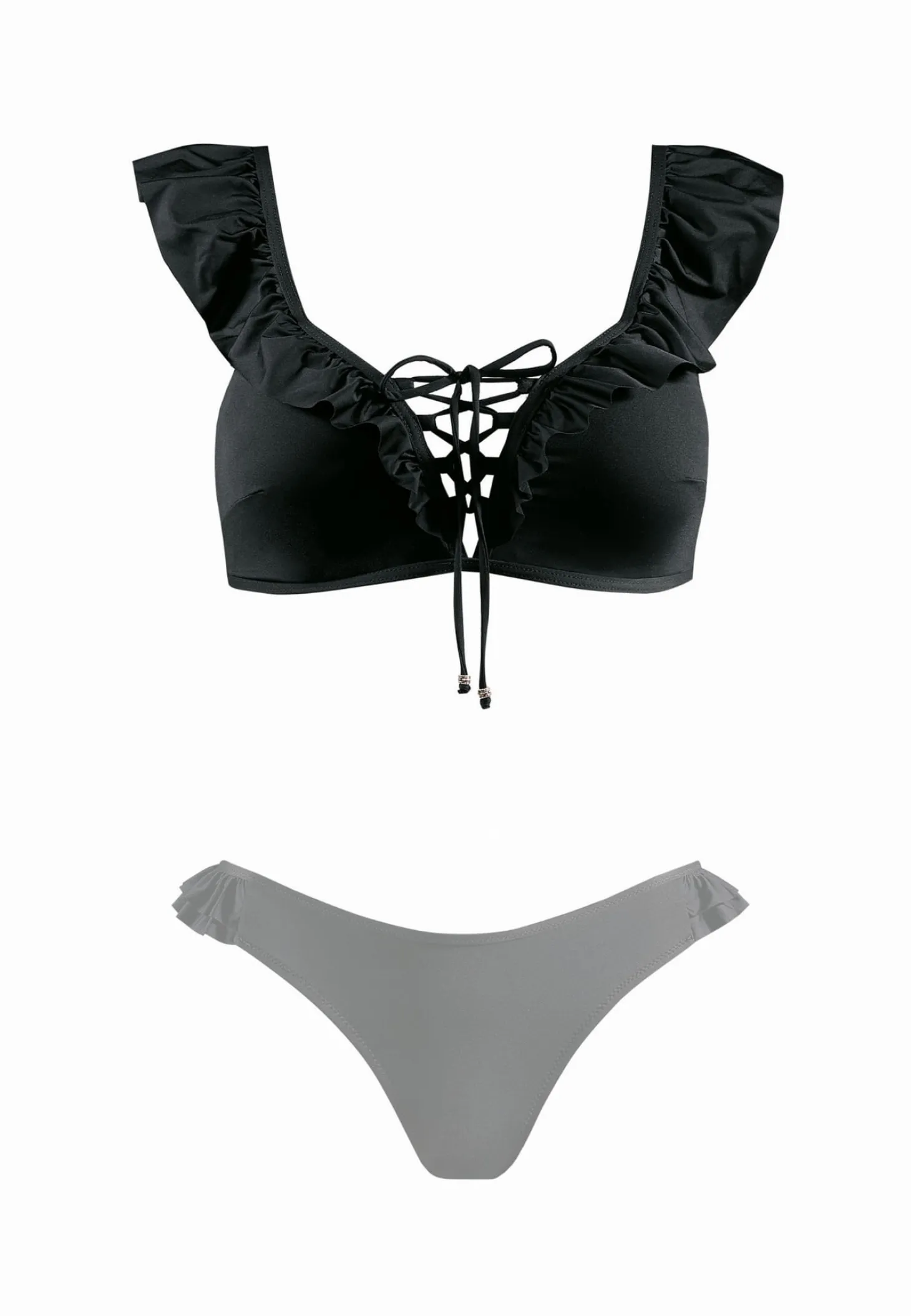 Czarna góra bikini sznurowana z falbanką FG188/509