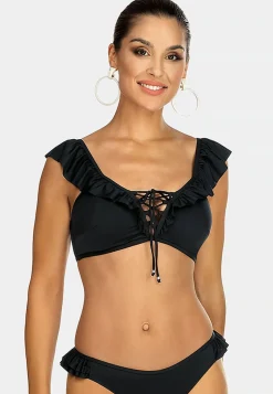 Czarna góra bikini sznurowana z falbanką FG188/509
