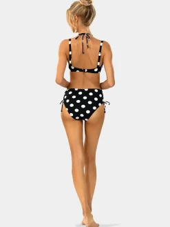 Czarne bikini wysoki stan w grochy FL13/917 set