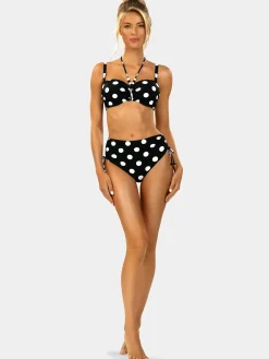 Czarne bikini wysoki stan w grochy FL13/917 set