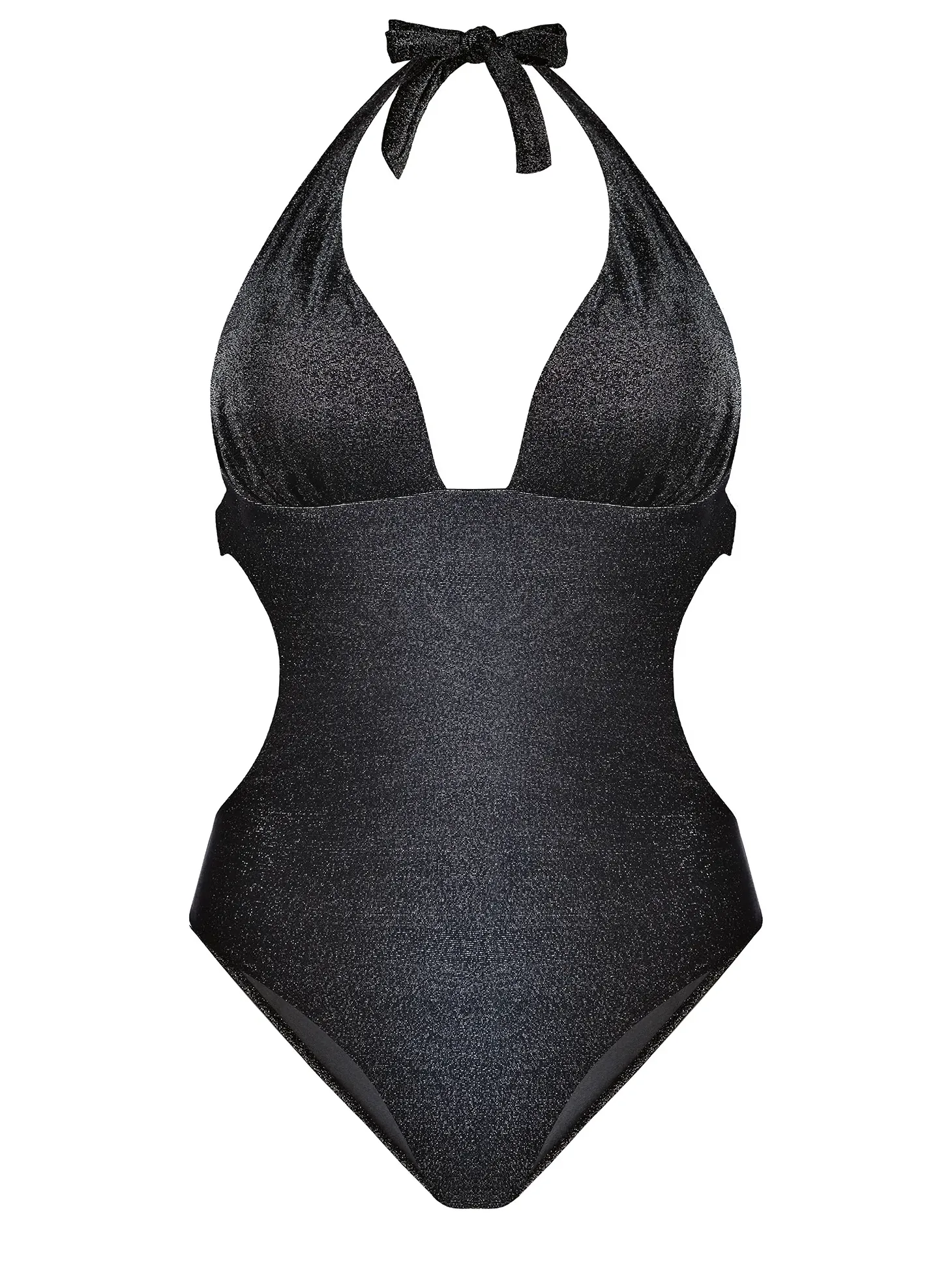 Czarne błyszczące monokini push-up FL25/707L Lurex