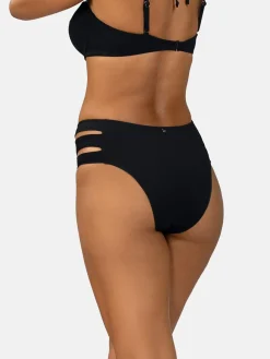 Czarne figi bikini high waist FD202A/509P prążek