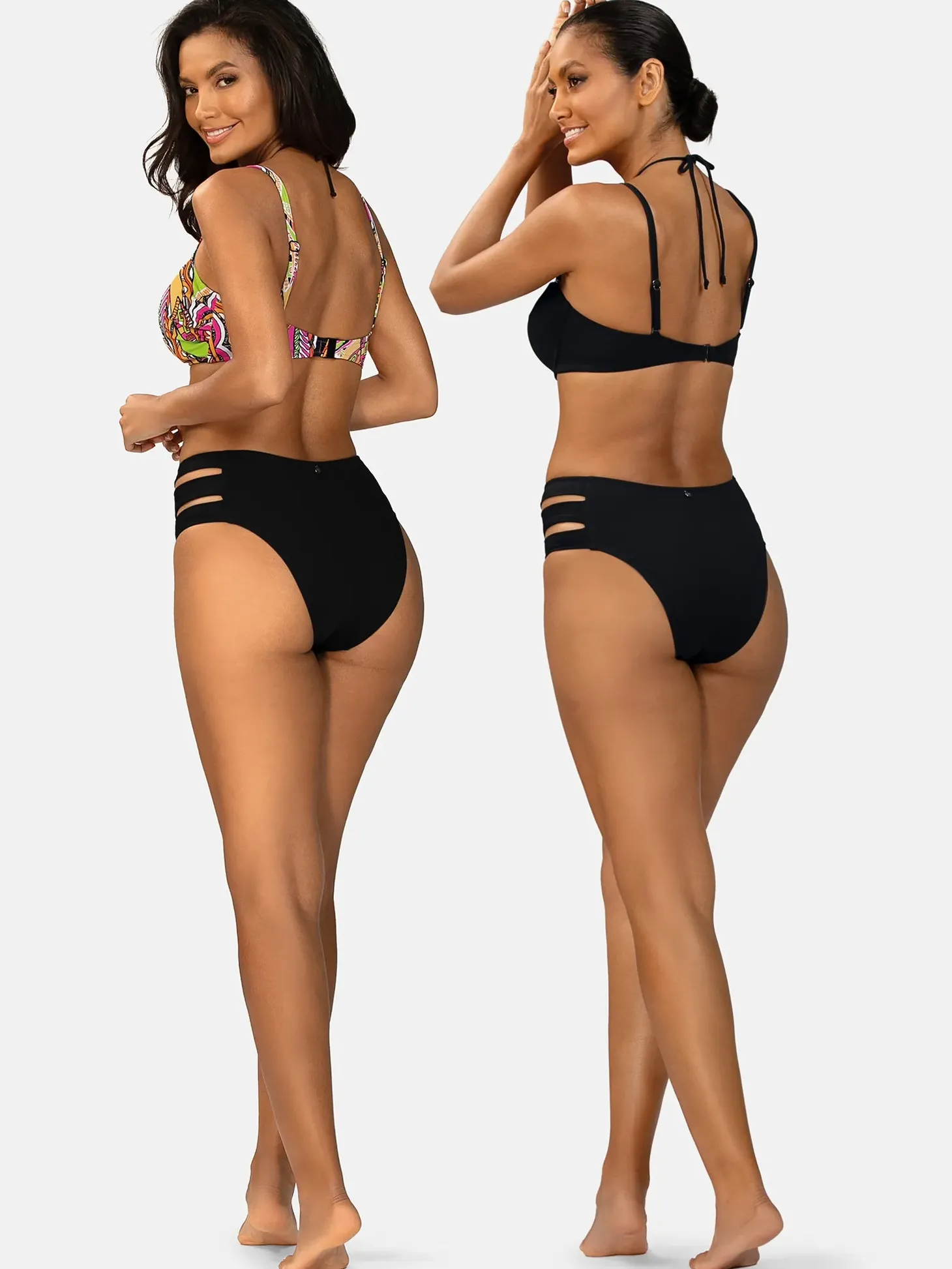 Czarne figi bikini high waist FD202A/509P prążek