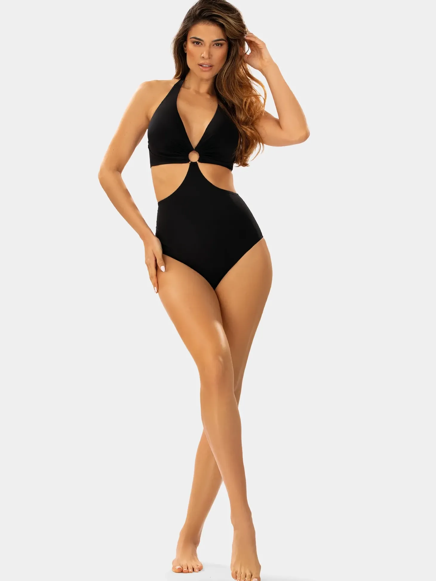 Czarne jednoczęściowe monokini plażowe F233/509