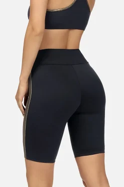 Czarno - złote Kolarzówki legginsy Casual LG02/518