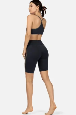 Czarno - złote Kolarzówki legginsy Casual LG02/518