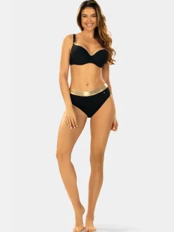 Czarny stanik kąpielowy ze złotą lamówką F105/509