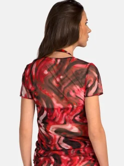 Damska bluzka na lato | T-shirt w bordowy print