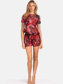 Damska bluzka na lato | T-shirt w bordowy print