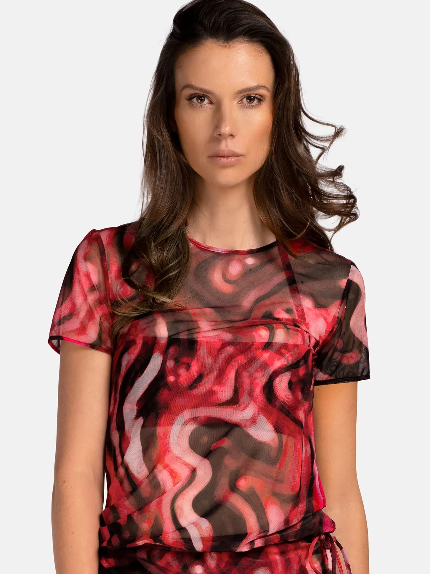 Damska bluzka na lato | T-shirt w bordowy print