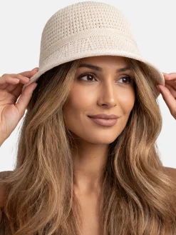Damski kapelusz letni Bucket hat F65/K47/641 ecru