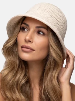 Damski kapelusz letni Bucket hat F65/K47/641 ecru