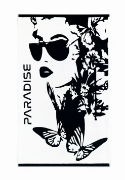 Duży ręcznik plażowy czarno-biały PARADISE RK/509
