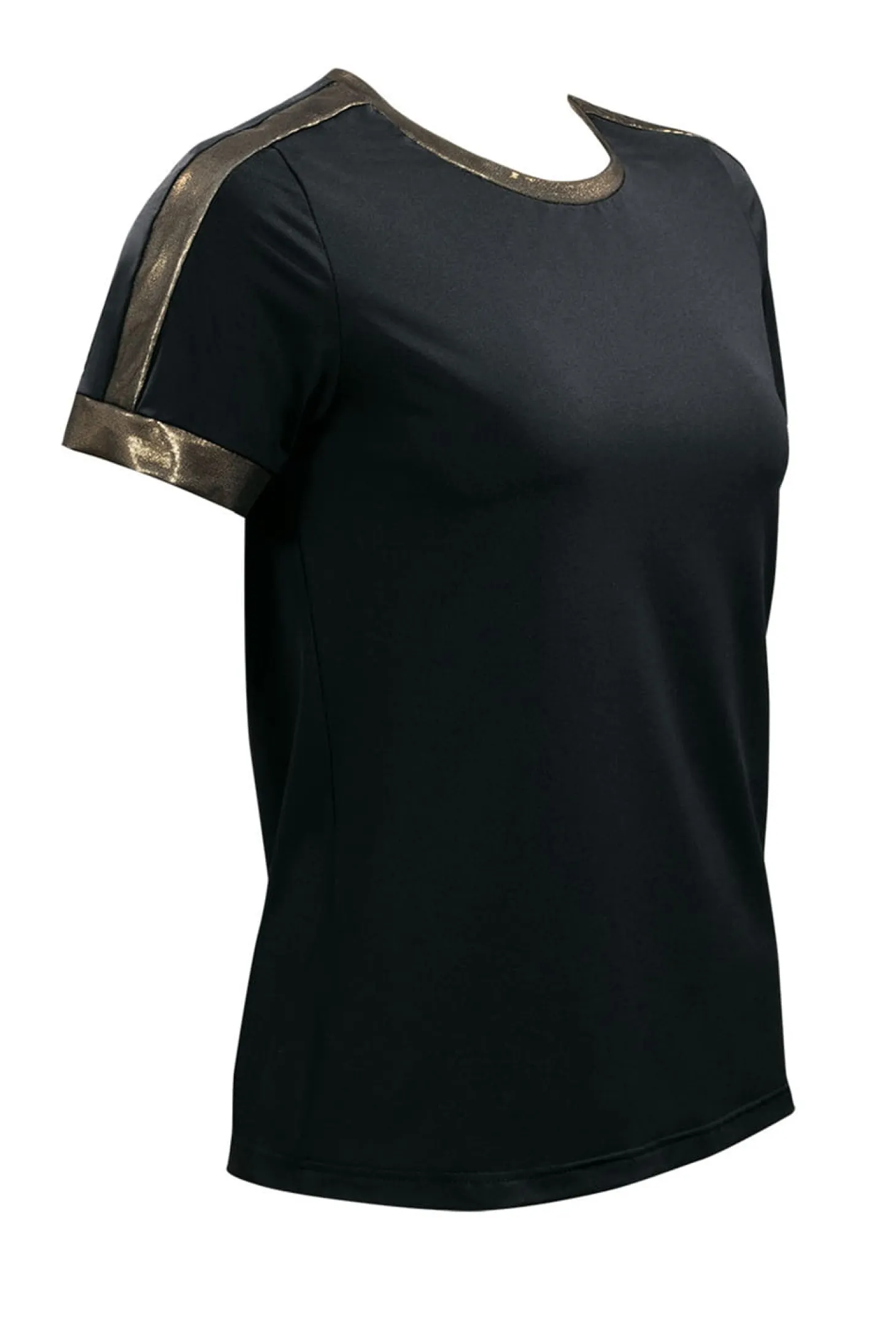 Elegancki czarno-złoty t-shirt Casual BLU02/518