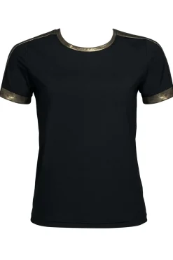 Elegancki czarno-złoty t-shirt Casual BLU02/518