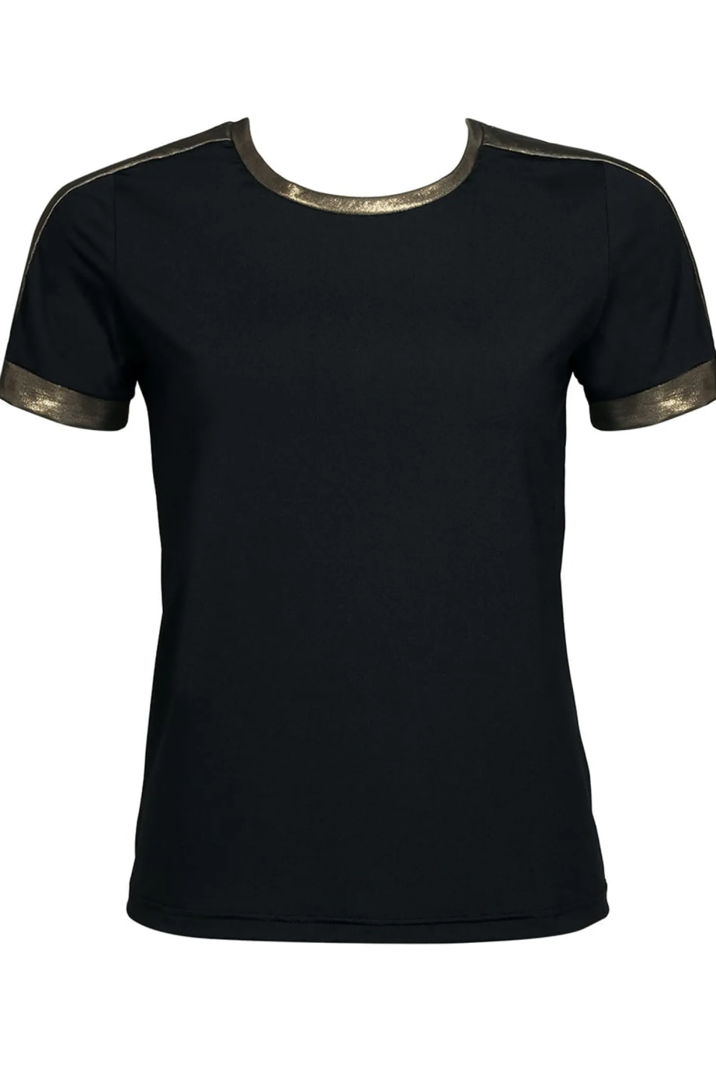 Elegancki czarno-złoty t-shirt Casual BLU02/518