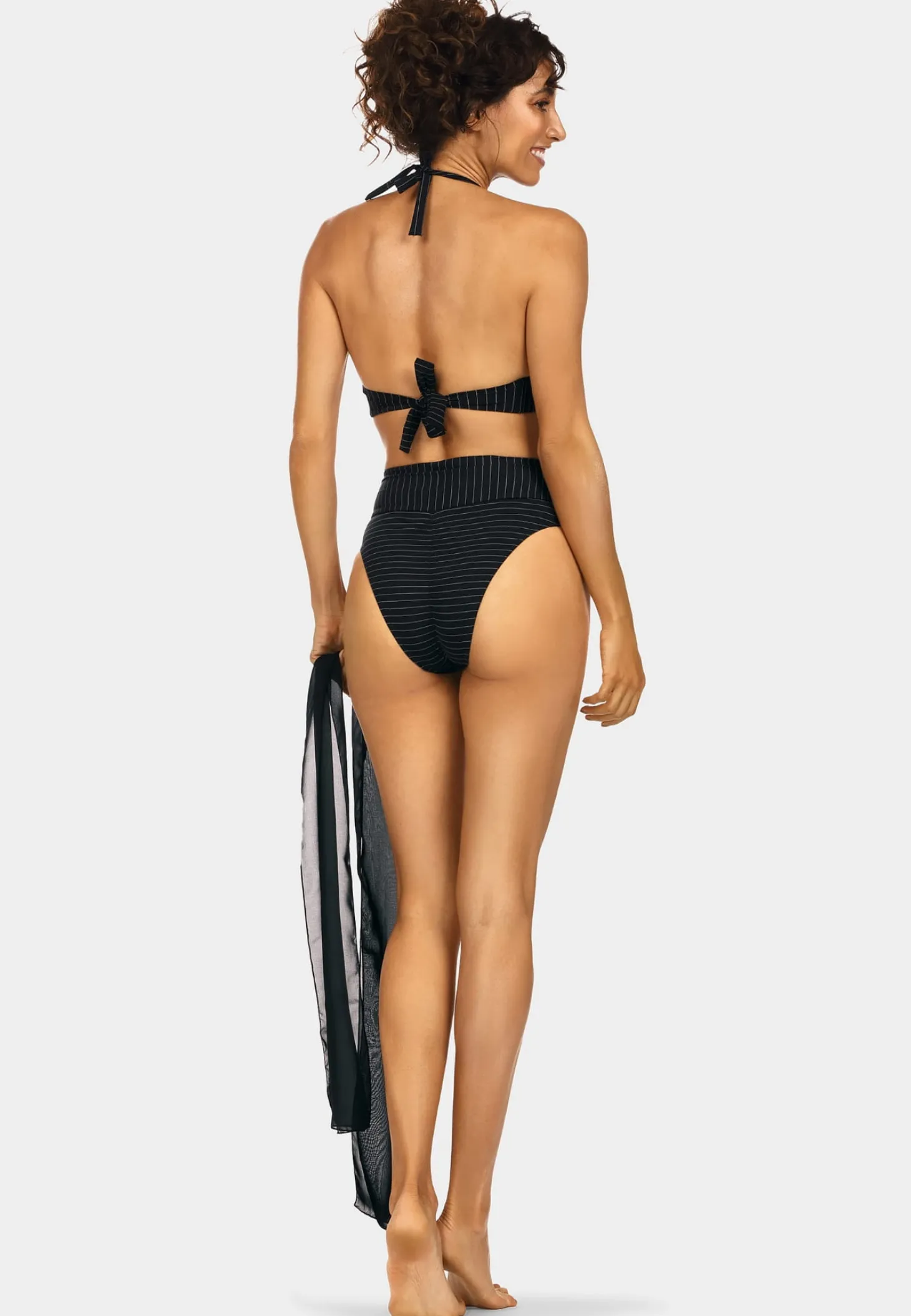 Góra od kostiumu wiązana push-up w paski FG161/860