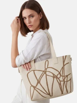 Jasnobeżowa duża torba damska shopperka F87/BAG58