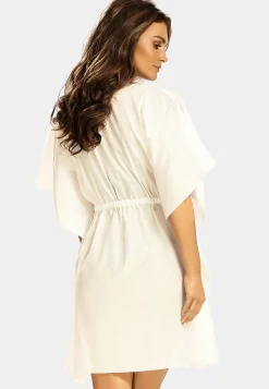 Krótki szlafrok | Narzutka plażowa Ecru FL180A/645