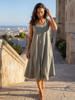 Letnia sukienka damska z lnem oversize F253/857