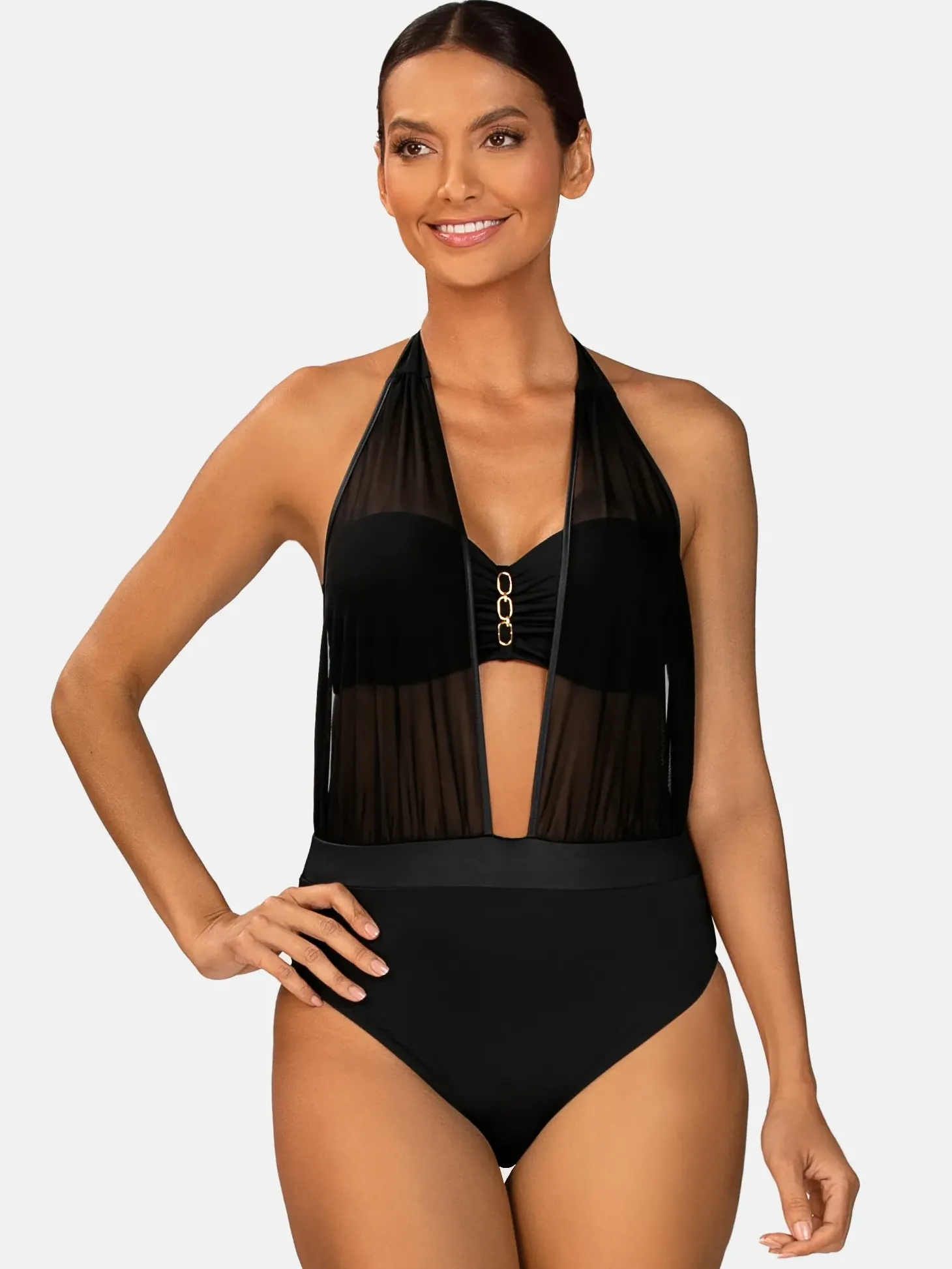Monokini głęboki dekolt góra siateczka FL168A/509