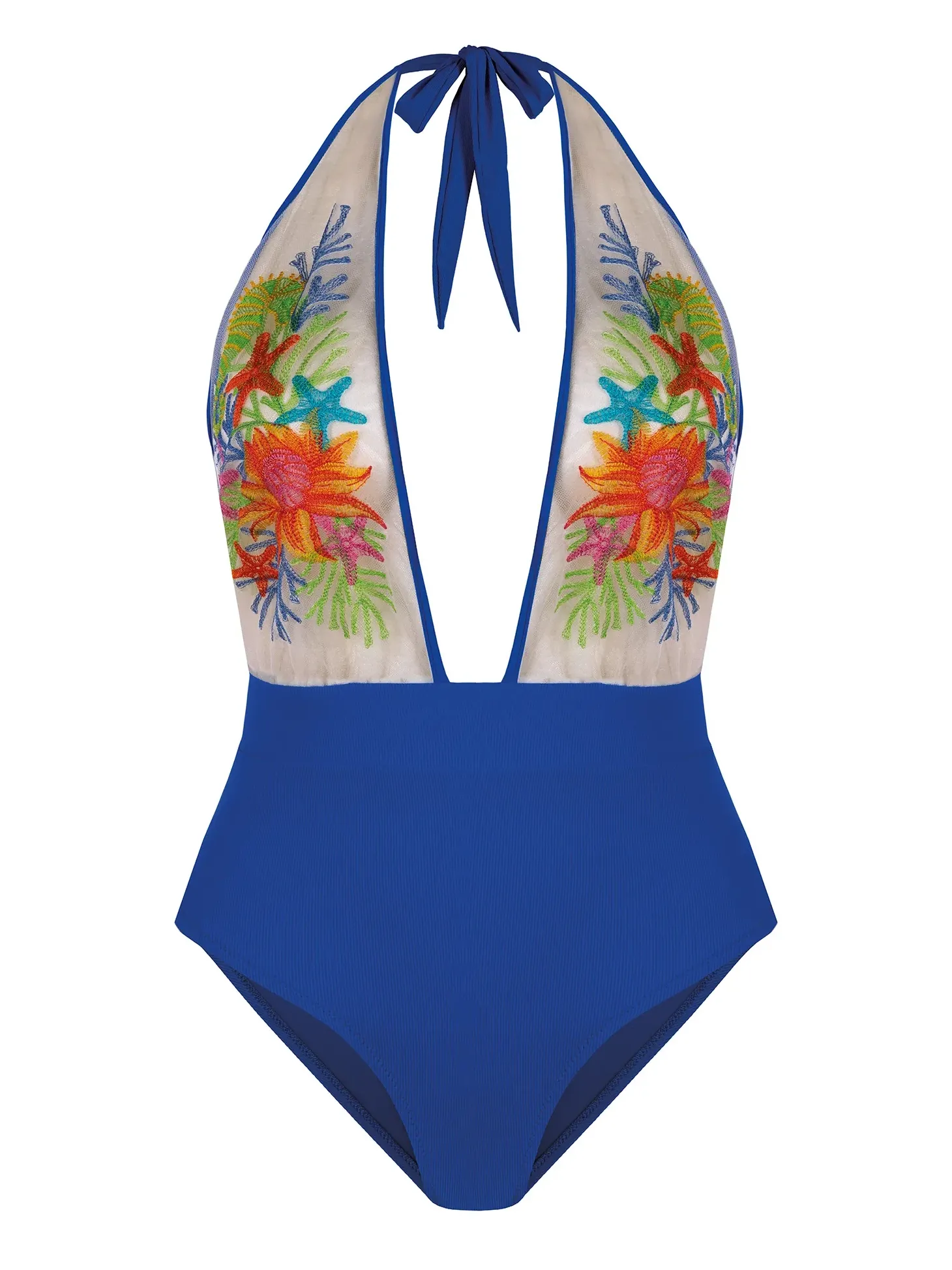 Monokini jednoczęściowe kwiatowy haft FL168A/604H