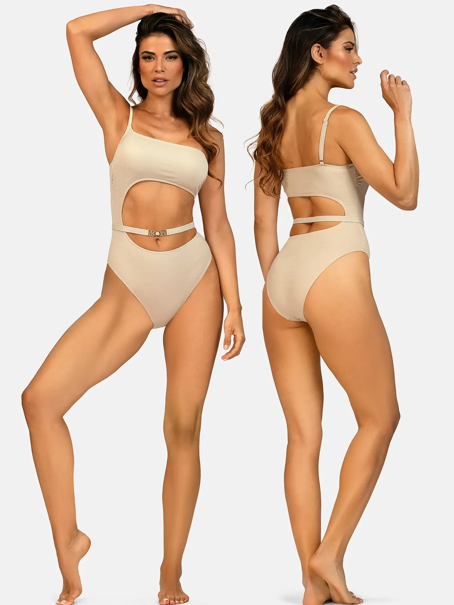 Monokini strój kąpielowy z tkaniny lurex FL29/641L