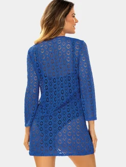 Narzutka plażowa wiązana | Sukienka F235/604H blue