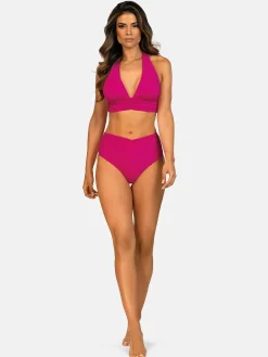 Różowa góra bikini bez fiszbin - wiązana FG240/919