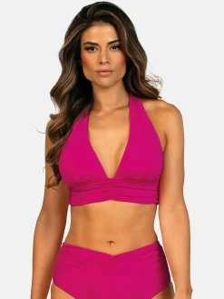 Różowa góra bikini bez fiszbin - wiązana FG240/919