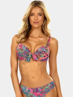 Różowa góra od bikini push-up FG228/899 Paisley