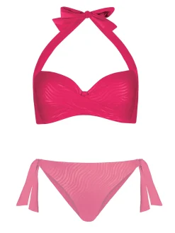 Różowa wiązana góra od bikini push-up FG20A/650S