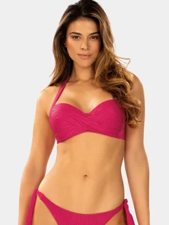 Różowa wiązana góra od bikini push-up FG20A/650S