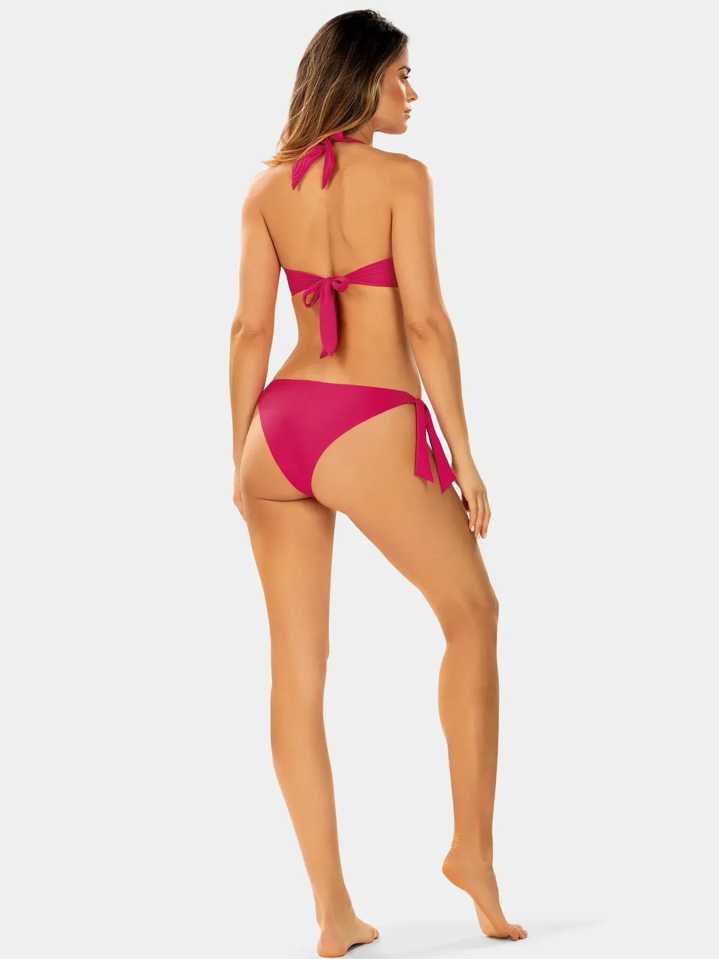 Różowa wiązana góra od bikini push-up FG20A/650S