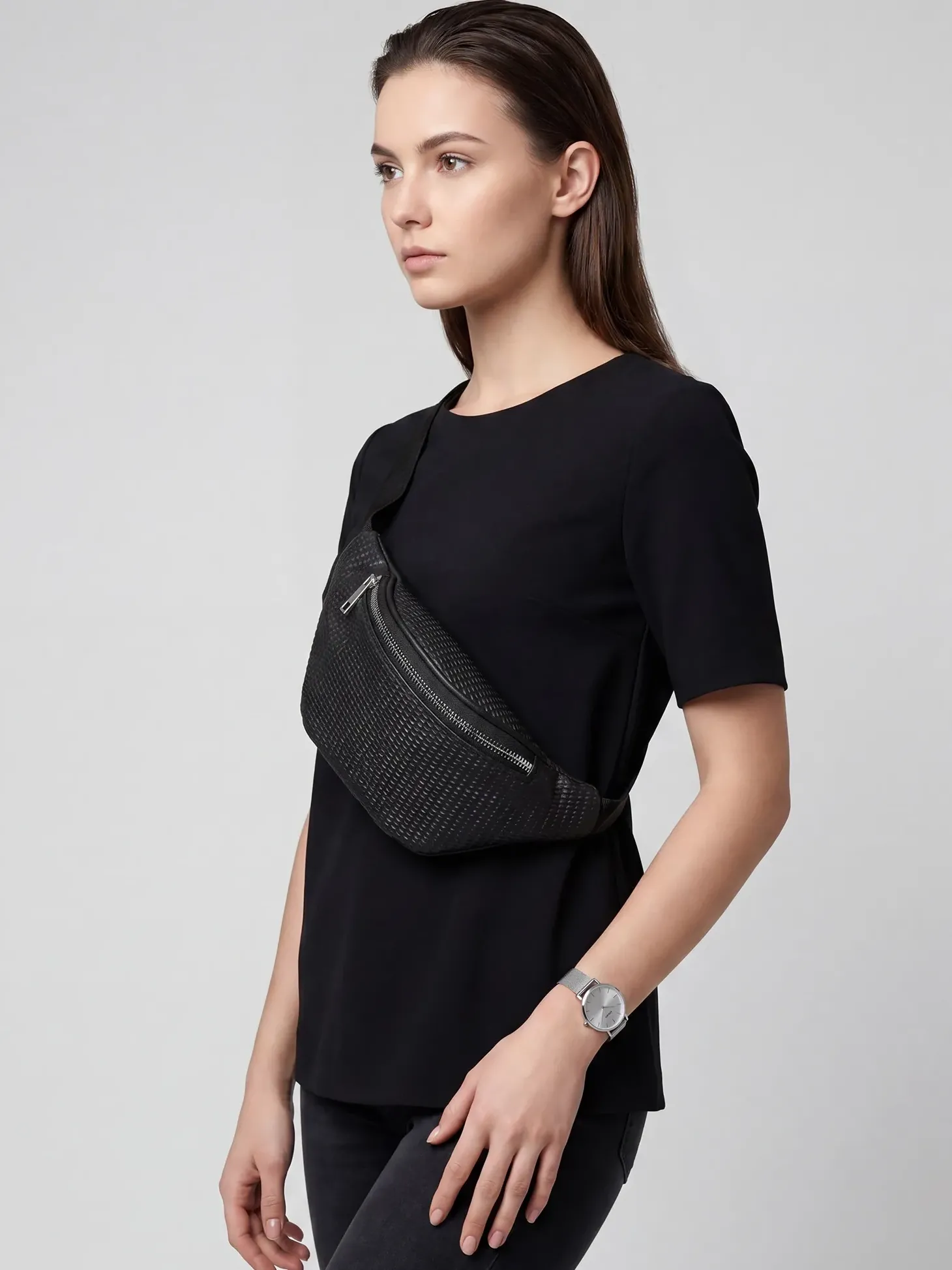 Saszetka | Nerka czarna srebrny zamek F87/BAG65