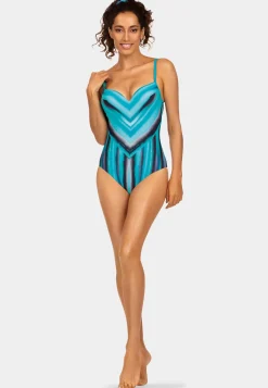 Strój jednoczęściowy push-up Ocean print F28C/867