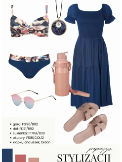 Sukienka Midi Hiszpanka z pufkami F170A/839 Navy