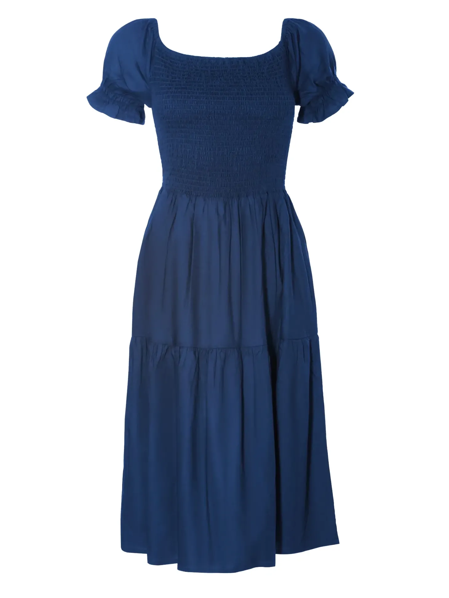 Sukienka Midi Hiszpanka z pufkami F170A/839 Navy