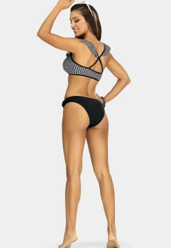 Sznurowana góra bikini z falbanką kratka FG188/824
