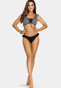 Sznurowana góra bikini z falbanką kratka FG188/824